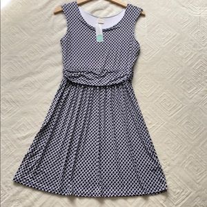 Kaileigh Dotty knit dress size M, White/Navy blue